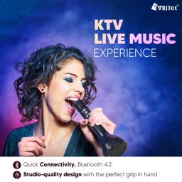 VRJTEC Bluetooth Karaoke Mic - Wireless & Multifunctional2 in 1 Microphone with Audio Recording, 12 Hours Battery Life + USB Charging + Card Slot + Aux Port (Black - Color) image 2