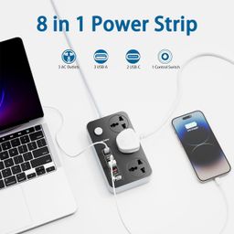 kripara sales Extension Board 2500W 4 Power Sockets Extension Cord with 38W 4 USB Port + 2500W 2 Type C Port Fast Charger Fire-Resistant Multiple Plug Socket Universal Extension Box 2 Miter Wire 1 Pcs image 4