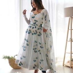 Anarkali Printed Long Gown Dupatta Set (NO Pent) image 5