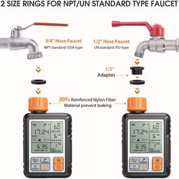 pinolex Drip Irrigation Water Timer Digital Controller Fully Automatic Adapters Batteries Included Child Lock Feature Programmable Garden Lawn Hose Faucet System Auto & Manual Mode 3Inch Large Screen image 5