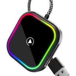 IBIN Wireless Carplay Adapter, Android Auto Wireless Adapter with Beat-Synthed Light, Converts Factory Wired CarPlay to Wireless, Plug and Play Wireless Android Auto Adapters for Car image 1