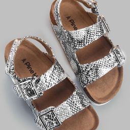 Pine Kids Sandals with Velcro & Buckle Closure - Silver-image-80