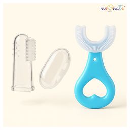 Neonate Care Soft Silicone Finger Toothbrush with U Shape Soft Bristles Brush for Kids Pack Of 2 - Blue ( color and design may vary)-8
