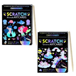 FunBlast Scratch Painting Art Cards with Stylus Unicorn - Mermaid-28