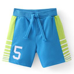 Babyhug Cotton Looper Knit Shorts Number Patch - Blue-image-69