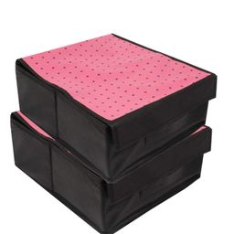 PrettyKrafts Lingerie Organizer | Bra Organiser | Undergarments Storage Box set of 2 , pink-23