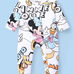 Babyhug Disney Cotton Full Sleeves Sleepsuit With Minnie Mouse Print - White-picture-46