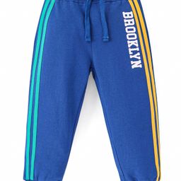 Babyhug Terry Knit Full Length Track Pant with Tape Detailing - Navy Blue-image-87