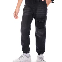 Pine Kids Cotton Woven Full Length Washed Jeans - Black-picture-16