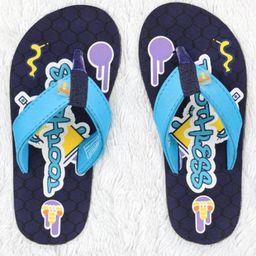 Toothless Brand Name Text Detailed Flip Flops - Navy Blue-image-87