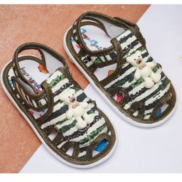 boyz n galz Striped & Bear Applique Detailed Musical Sandals - Green-image-14
