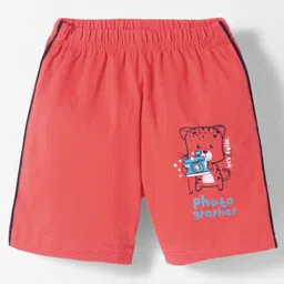 Tango Single Jersey Knit Knee Length Shorts with Kitty Print - Red-picture-44