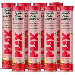 PLIX Apple Cider Vinegar Effervescent Tablet with Mother for Overall Wellbeing | Pack of 8 (Apple) - 120 Tablets-0