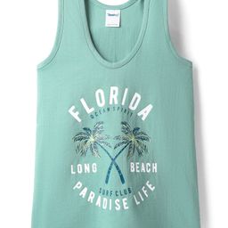 Taeko Single Jersey Knit Sleeveless Vest with Beach Theme Print - Sea Green-image-1