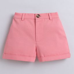 Aww Hunnie Cotton Twill Solid Shorts - Peach-image-90