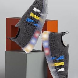 PASSION PETALS Colour Blocked Mesh Detailed LED Slip On Shoes - Grey-image-69
