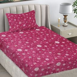 FABINALIV Red & White Floral Printed Woollen 300 TC Single Bedsheet Set-2.2mX1.50m-picture-37
