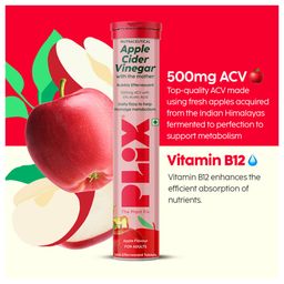 PLIX Apple Cider Vinegar Effervescent Tablet with Mother for Overall Wellbeing | Pack of 8 (Apple) - 120 Tablets image 4