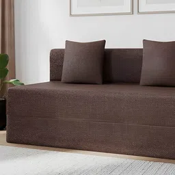 Torque Messi Brown Leatherette Foldable 3 Seater Inflatable Sofa Cum Bed With 2 Cushion-image-30
