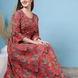 KEIYONA Women Cotton Floral Printed Flared Dress-picture-22
