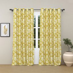 haus & kinder Green & White 2 Pieces Floral Pure Cotton Room Darkening Door Curtain-picture-45