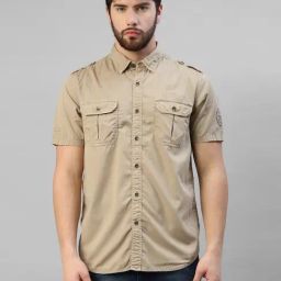 Royal Enfield MLG Beige Slim Fit Shirt-image-7