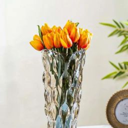 Nestasia Elegant & Luxurious Durable Nature Inspired Oasis Scalloped Textured Glass Flower Vase-image-56