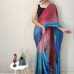 Satrani Pink Plain Saree With Unstitched Blouse-image-97