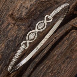 Kushal's Fashion Jewellery White Rhodium-Plated Party Zircon Kada Bangle-41