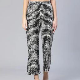 Oxolloxo Black & White Printed Mid Rise Pants-image-53