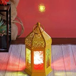 Tayhaa Yellow Metal Morrocan Lantern-0