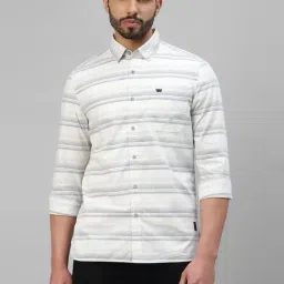Royal Enfield MLG Off White Slim Fit Striped Shirt-picture-0