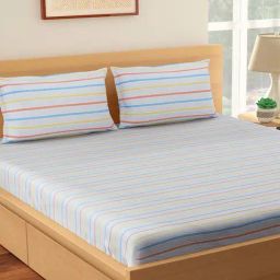 Living Scapes by Pantaloons Multicolor Blend 128 TC King Bed Sheet with 2 Pillow Covers-picture-48