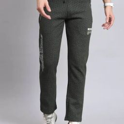 Monte Carlo Olive Regular Fit Printed Trackpants-image-82