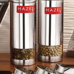 HAZEL Silver Stainless Steel Large Container (0.6 L) - Set of 2-35
