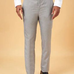 Byford by Pantaloons Light Grey Slim Fit Self Pattern Trousers-image-59