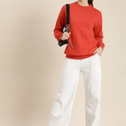 HERE&NOW Solid Full Sleeves Round Neck Sweatshirt-image-73