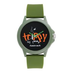 Fastrack Unisex Black Printed Dial & Green Straps Analogue Watch 38024PP38-picture-4