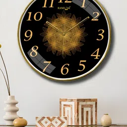 RANDOM Black & Beige Printed Contemporary Wall Clock-image-82