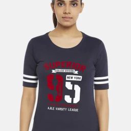 Ajile by Pantaloons Navy Cotton Graphic Print T-Shirt-image-51
