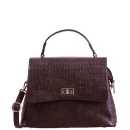 Bellissa Brown Textured Medium Premium Satchel Handbag-31