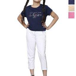 BAESD Pack Of 4 Girls Cotton Side Striped Capris-42