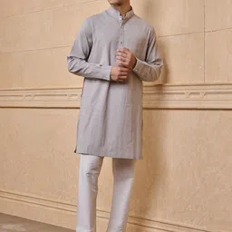 Tasva Men Solid Straight Kurta With Textured Collar-picture-22
