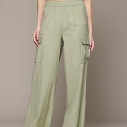 The Roadster Lifestyle Co. Women Cotton Linen High-Rise Cargos-picture-26