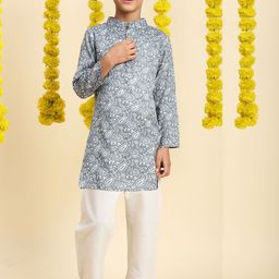 Cutiekins Boys Paisley Printed Regular Cotton Kurta with Pyjamas-image-60