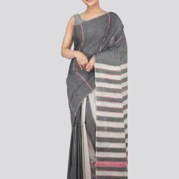 Pinkloom Grey Cotton Woven Saree With Unstitched Blouse-picture-42