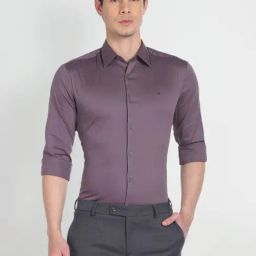 Arrow New York Purple Cotton Slim Fit Shirt-image-25