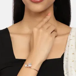 Zaveri Pearls Rose Gold Diamond & Pearl Contemporary Bangle Style Brass Kada-ZPFK9948-image-65