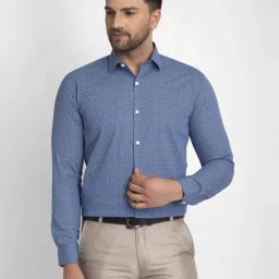 Jainish Blue Cotton Regular Fit Printed Shirt-image-61