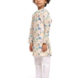 baesd Funny Bones Clothings Boys Printed Regular Linen Kurta with Pyjamas image 5